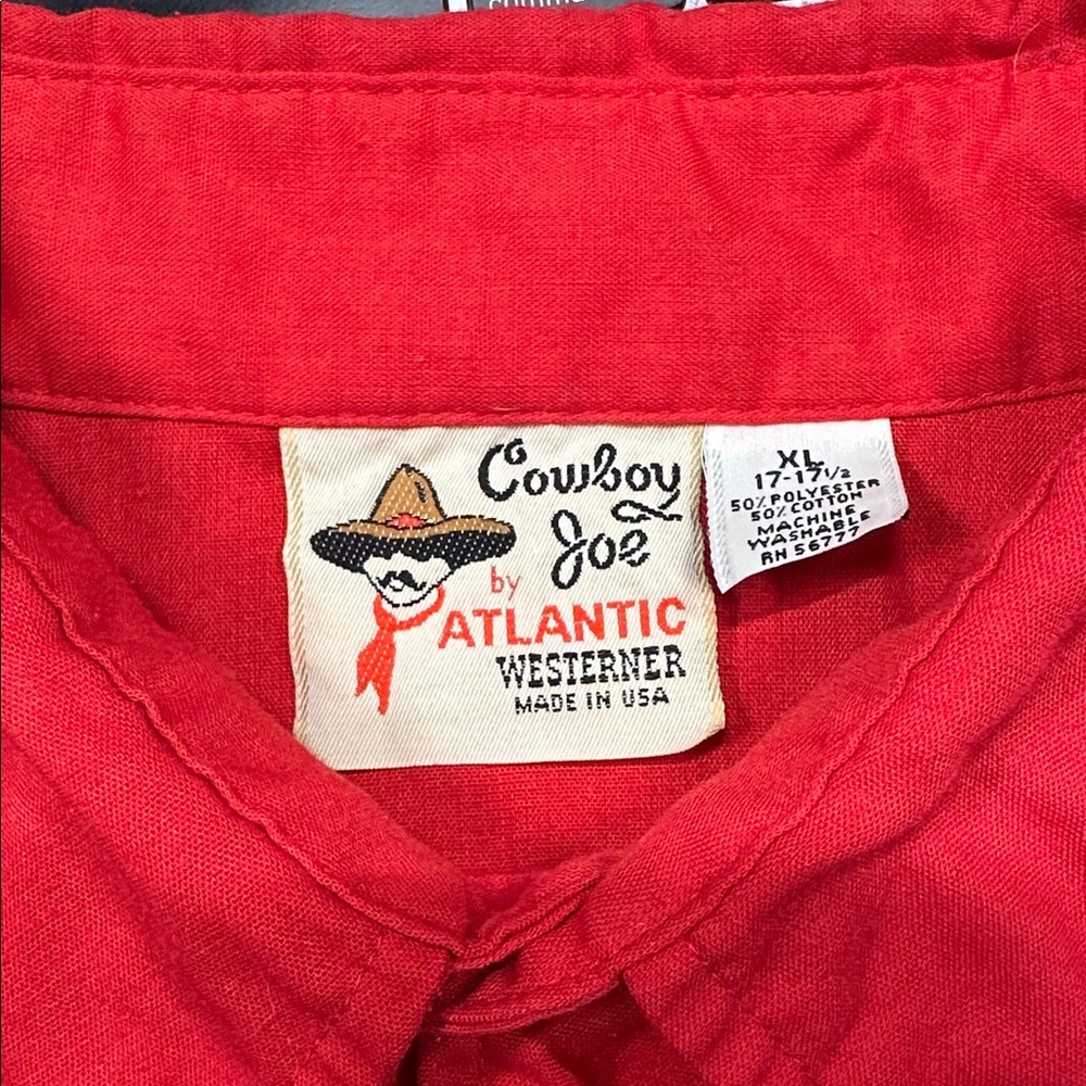 Vintage Red Long Sleeve Snap Button Down Shirt with Western Embroidery - Size XL - Picture 2 of 9